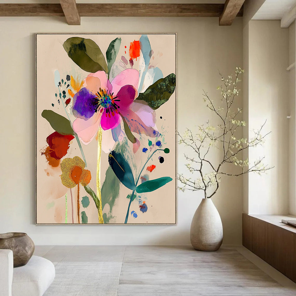 Colorful Abstract Flower Painting of Vibrant Botany GAB0183