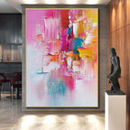 Pink Blue Orange Abstract Painting with Sweet Vibrancy WINK487