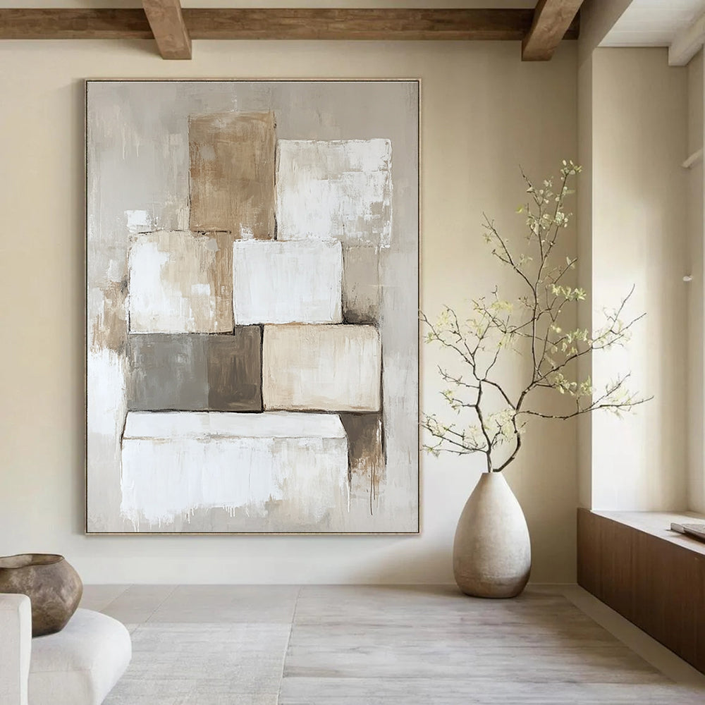 Neutral Tones Abstract Painting for Scandinavian - Style Homes GAB0904