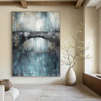 Bridge in Blue Abstract Painting for Ethereal Dining Rooms GAB0786