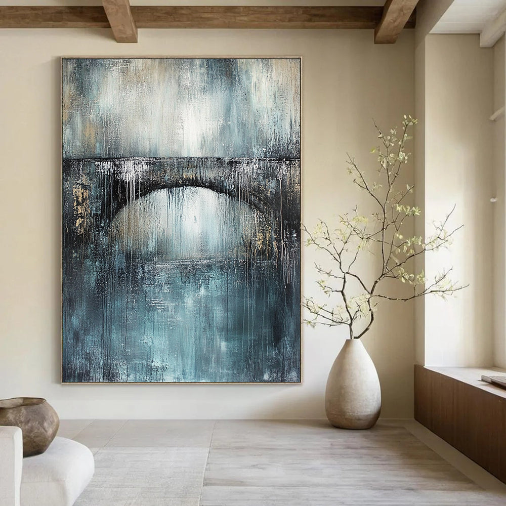 Bridge in Blue Abstract Painting for Ethereal Dining Rooms GAB0786
