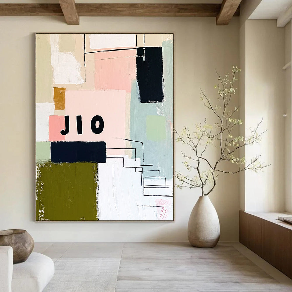 Colorful Geometric Collage Abstract Painting of Playful Diversity GAB0209