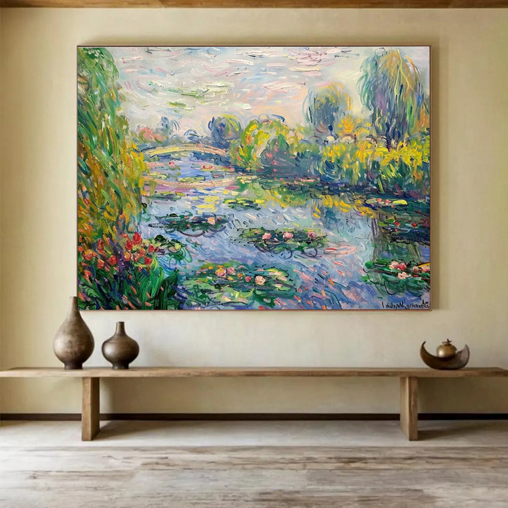 Monet - Style Water Lily Abstract Painting for Art Galleries YHT197