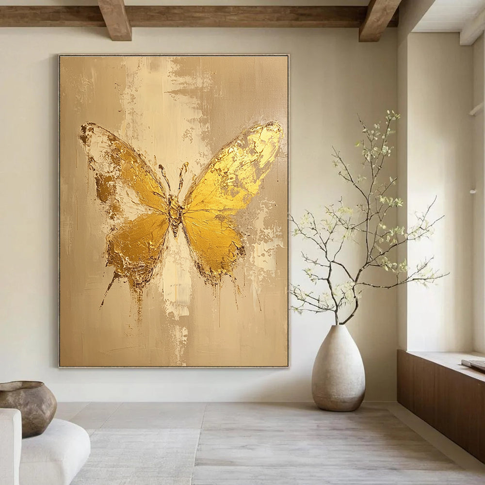 Golden Butterfly Abstract Painting for Elegant Spaces GAB0720