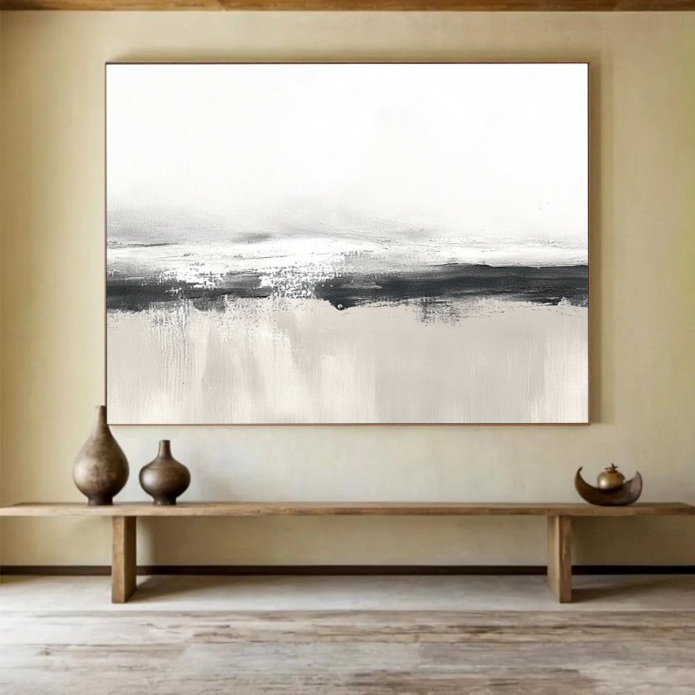 Monochrome Landscape Abstract Painting with Subtle Textures ABS255