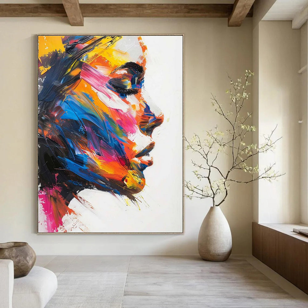 Colorful Portrait Abstract Painting for Creative Agency Meeting Rooms HENG089