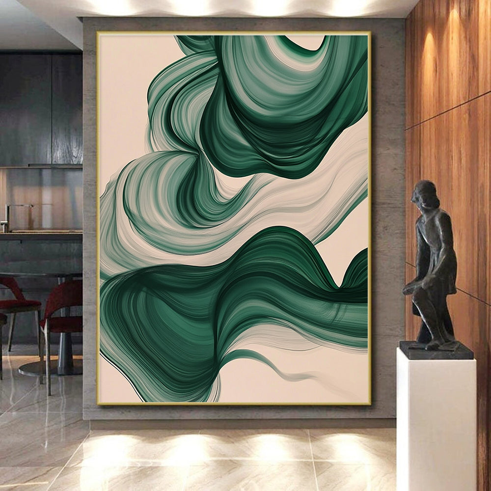 Green Abstract Waves Painting with Nature's Flow WINK423
