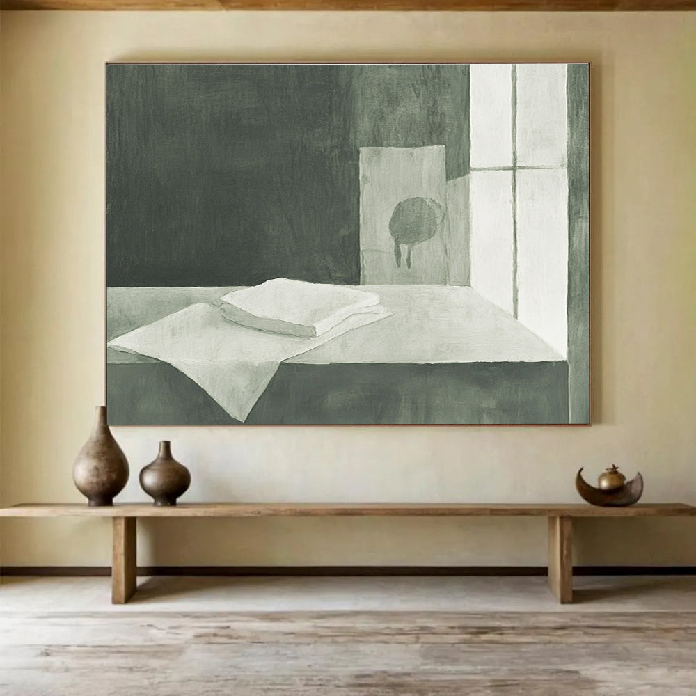 Monochrome Still Life: Quiet Contemplation in Gray Tones Abstract Painting ABS162