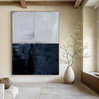 Two - Tone Gray Abstract Painting for Sophisticated Home Libraries HENG206