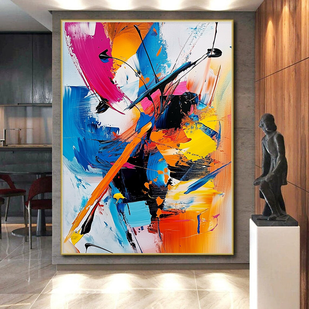 Colorful Dynamic Abstract Painting with Vivid Brushstrokes WINK640
