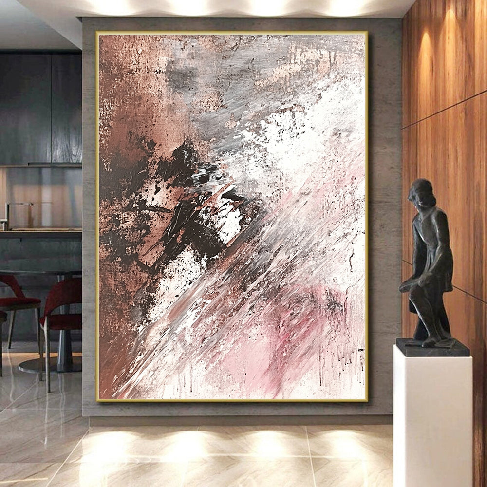 Brown Gray White Abstract Painting with Subtle Drama WINK673