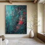 Teal and Pink Abstract Painting for Modern Art Gallery Feature Walls GAB1191
