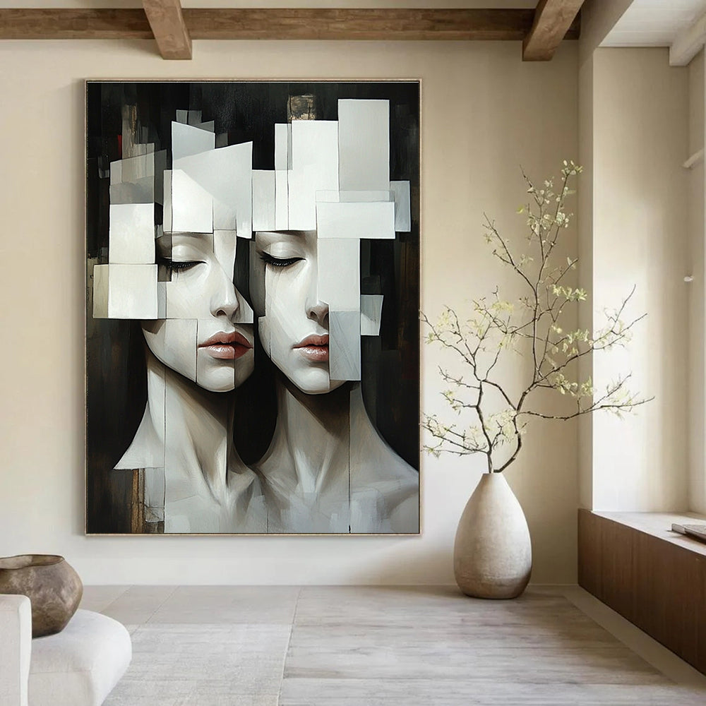 Cubist Faces Modern Abstract Painting for Art Enthusiasts GAB1503
