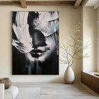 Black and White Abstract Face Painting for Contemporary Art Galleries HENG331