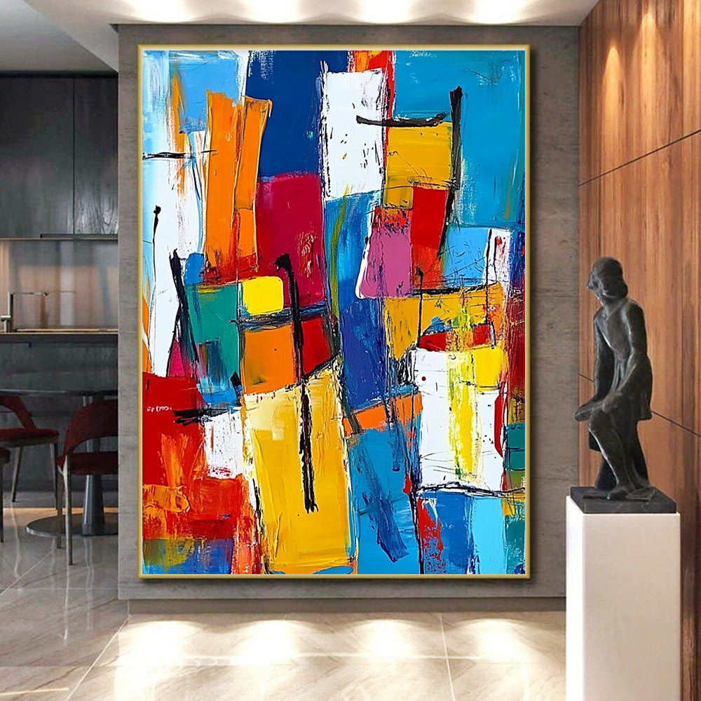 Colorful Geometric Abstract Painting with Vibrant Harmony WINK512