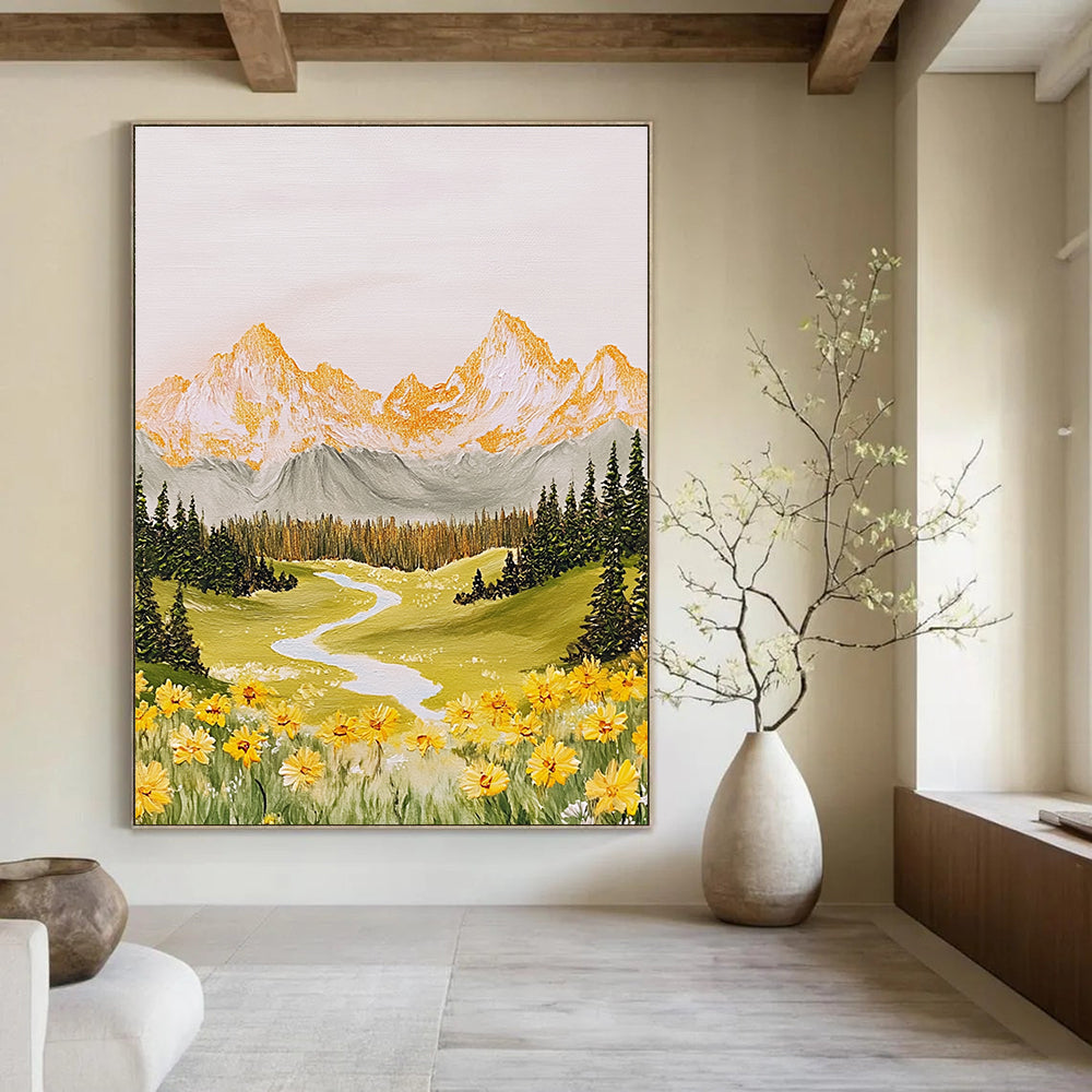 Mountain Valley Idyllic Abstract Painting for Rustic Interiors GAB1488