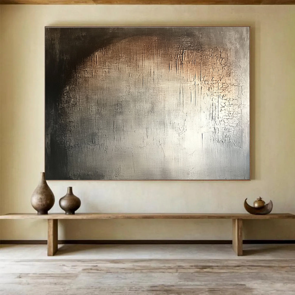 Moody Textured Neutral Understated Drama Abstract Painting ABS125