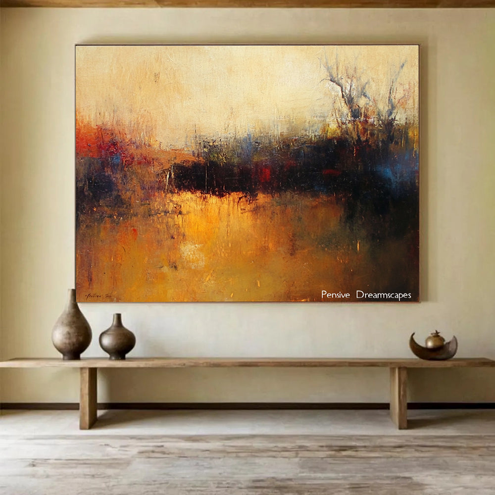 Misty Landscape Abstract Painting with Soft, Dreamy Atmospheric Layers ABS502