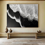 Black - White Wave Abstract Painting for Nautical - Themed Spaces YHT074
