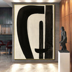 Black and White Curved Abstract Painting with Playful Shapes WINK246