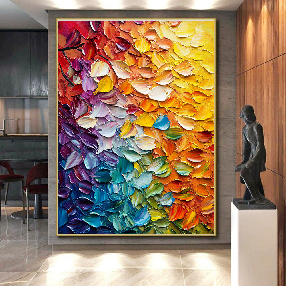 Colorful Petal Abstract Painting with Impasto Technique WINK833