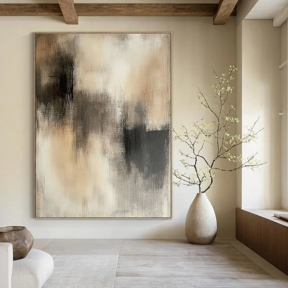 Monochrome Blur Abstract Painting for Zen - Inspired Meditation Centers GAB1217