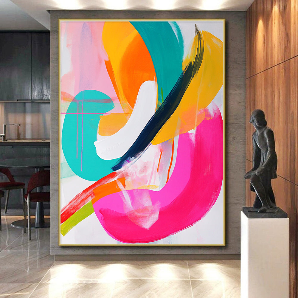 Colorful Curved Abstract Painting with Playful Rhythm WINK731