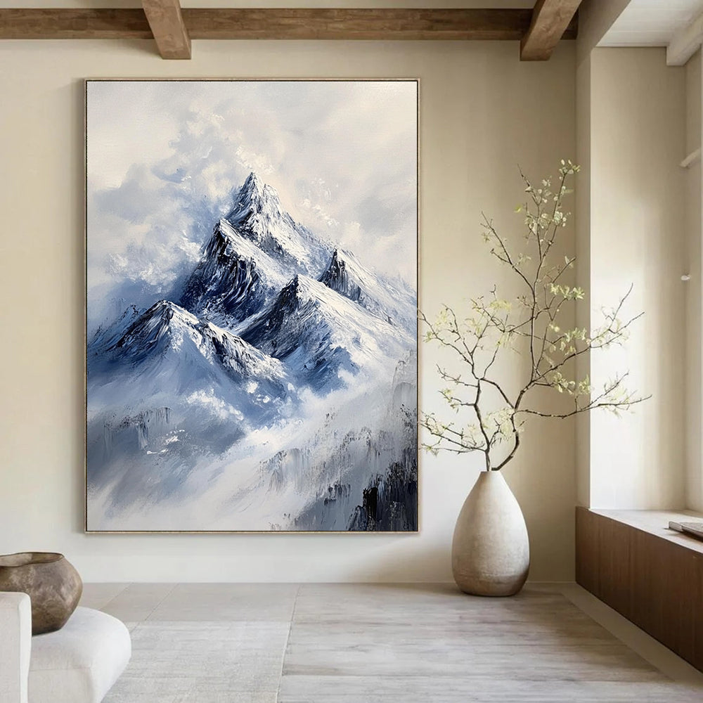 Snowy Mountain Peaks Majestic Landscape Abstract Painting GAB0329