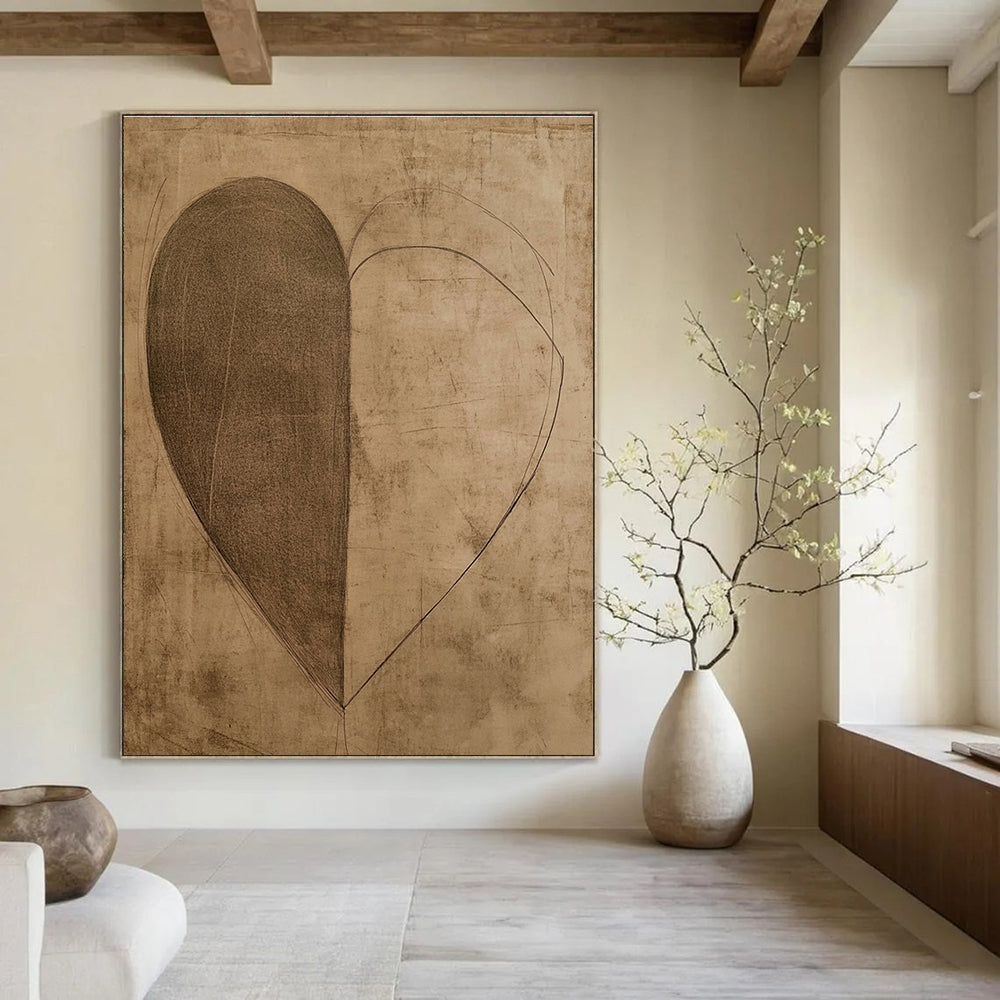 Heart - Shaped Sketch Abstract Painting of Symbolic Simplicity GAB0118