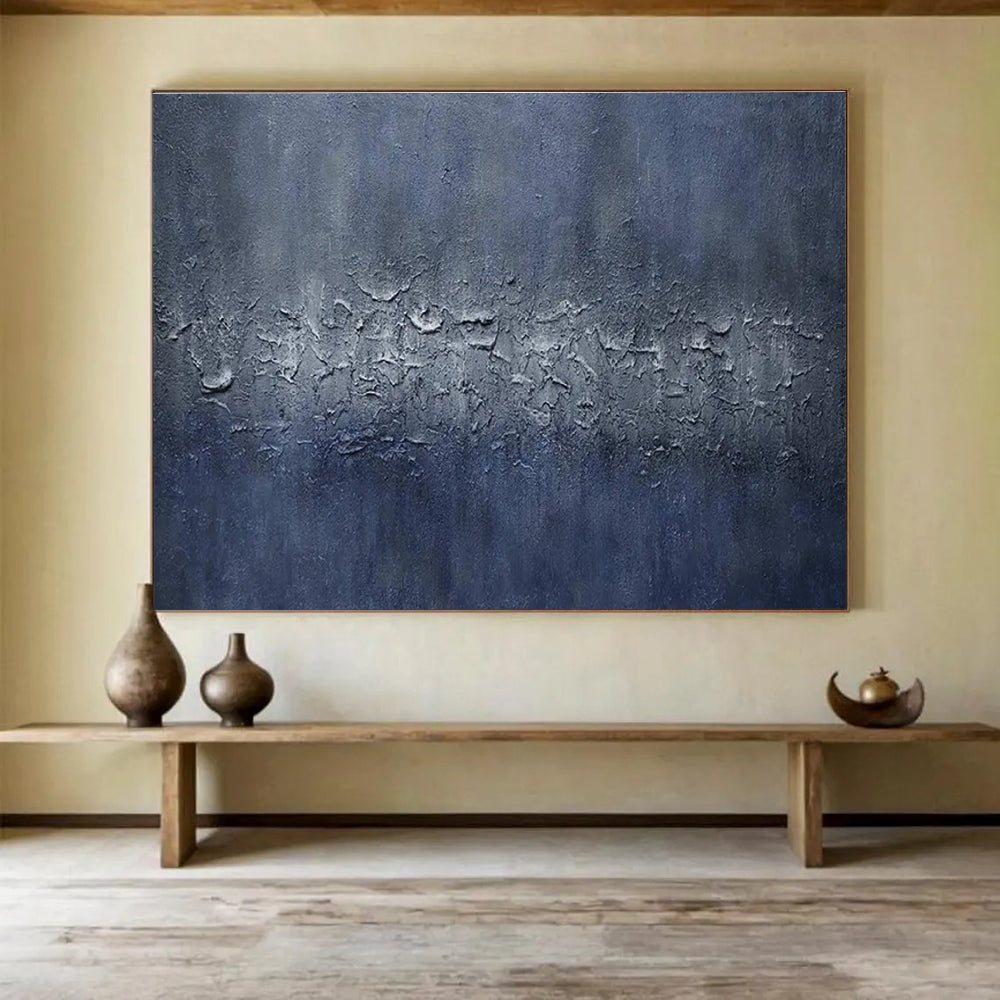 Blue Textured Abstract Painting for Modern Corporate Lounges YHT392