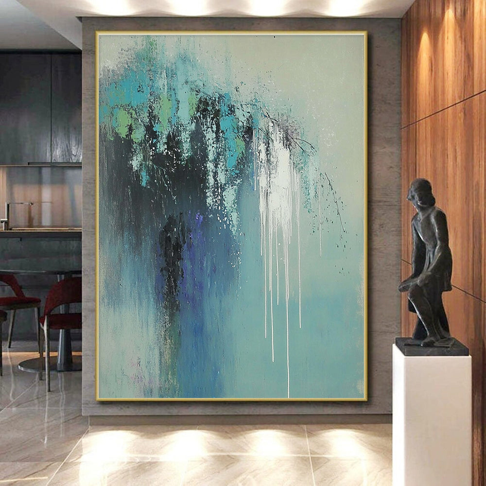 Blue - Green Dripping Abstraction Abstract Painting with Expressive Drips WINK237