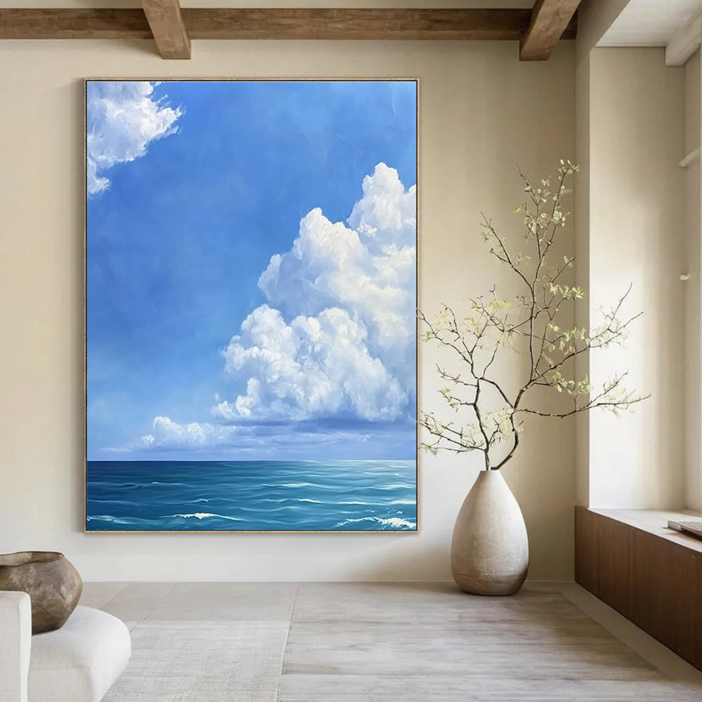 Sky and Sea Landscape Abstract Painting with Soft Clouds GAB0042