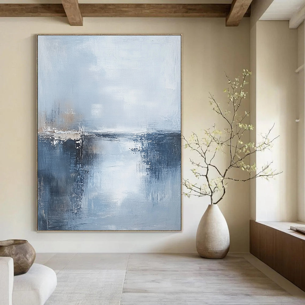 Light Blue Abstract Landscape Painting for Serene Spaces GAB0730