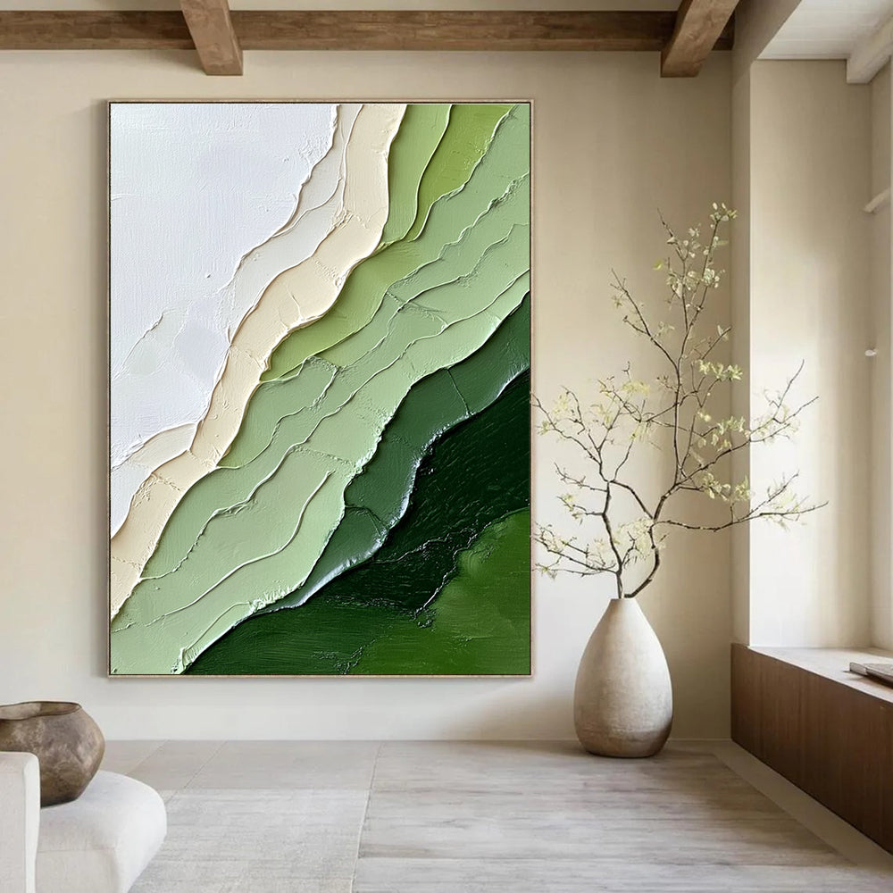 Green Layered Art Textured Landscape Abstract Painting GAB0258