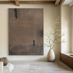 Brown Minimalist Abstract Painting for Serene Meditation Spaces HENG516