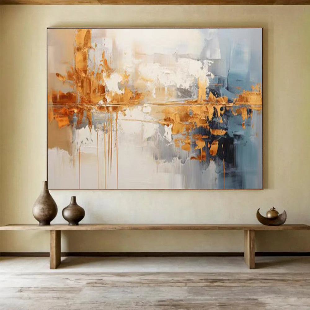 Gold Accent Abstract Painting for Luxury Dining Rooms YHT183