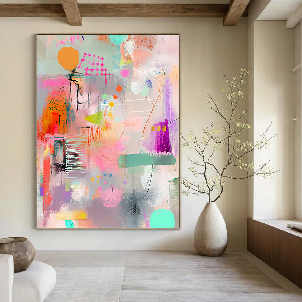 Pastel Abstract Fusion Painting of Playful Harmony GAB0176