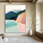 Color - Blocked Coastal Landscape Modern Abstract Painting GAB0358