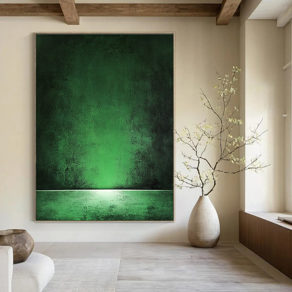 Dark Green Gradient Abstract Painting of Mysterious Depth GAB0140