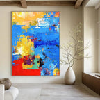 Bold Color Block Abstract Painting for Creative Workspaces HENG421
