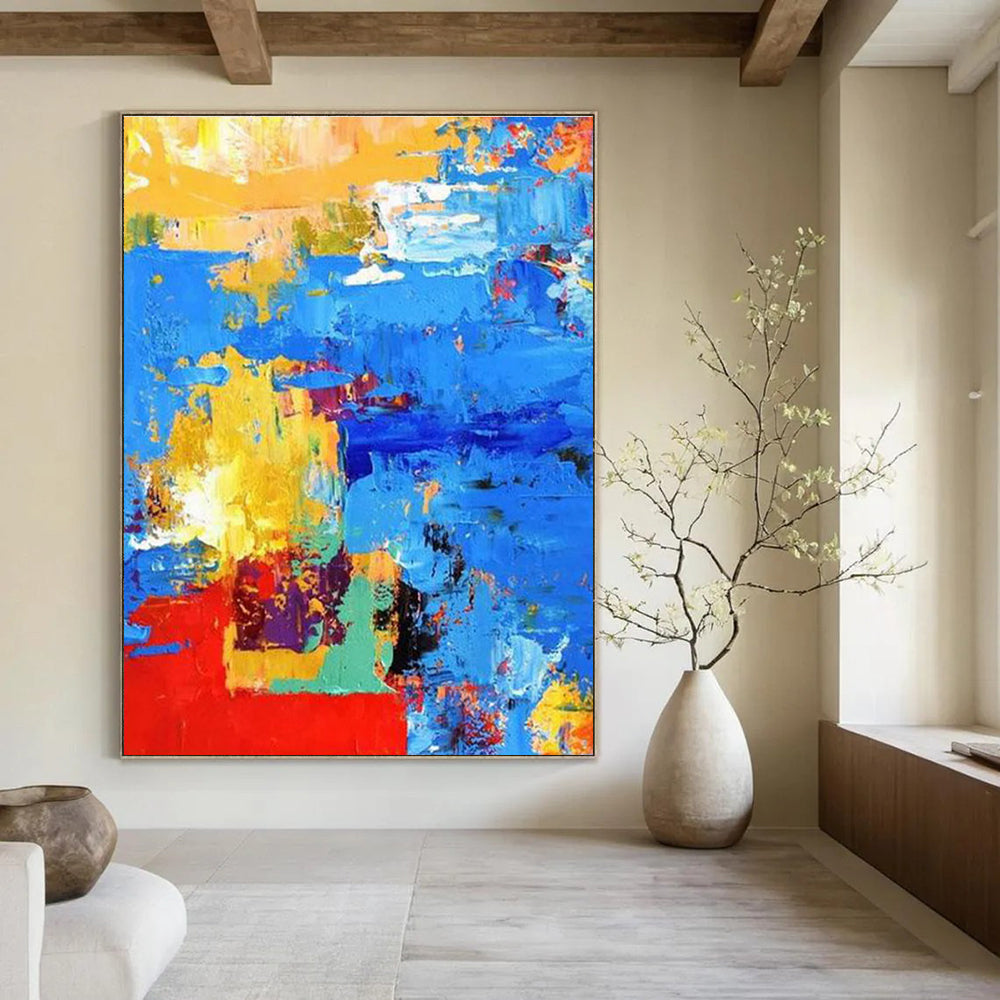 Bold Color Block Abstract Painting for Creative Workspaces HENG421