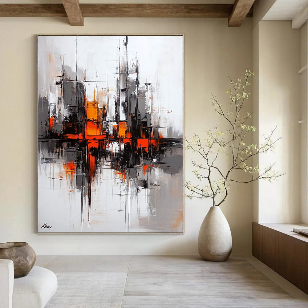 Vibrant Cityscape Art Abstract Painting for Energetic Workspaces GAB1398