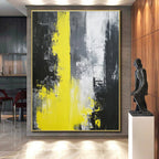 Yellow Black Gray Abstract Painting with Intense Drama WINK506