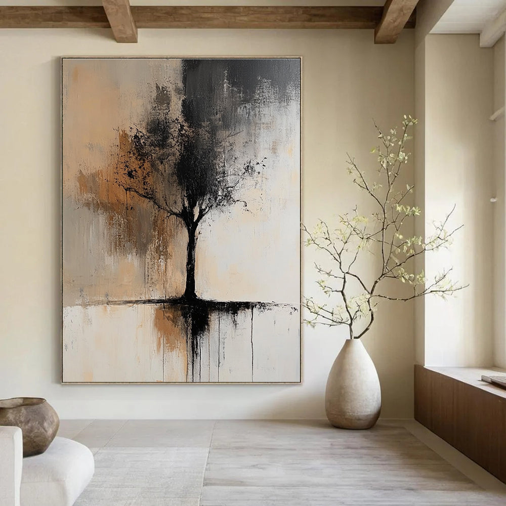 Black and Brown Tree Abstract Painting for Nature - Loving Studies GAB0978
