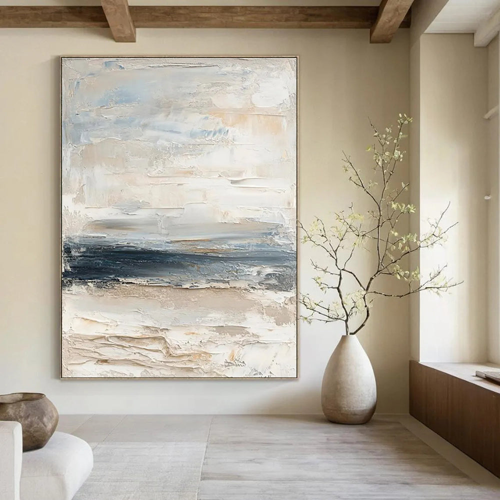 Minimalist Neutral Abstract Textures Painting for Timeless Spaces HENG298