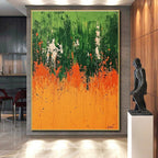 Green Field Abstract Painting with Vivid Nature Hues WINK491