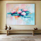 Pastel Lotus Flowers with Gentle Reflections Abstract Painting ABS356