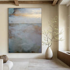Subtle Gold - Accented Landscape Abstract Painting for Serene Hotel Lobbies HENG173