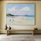 Beach Scene with Figures Abstract Painting with Casual Charm ABS596