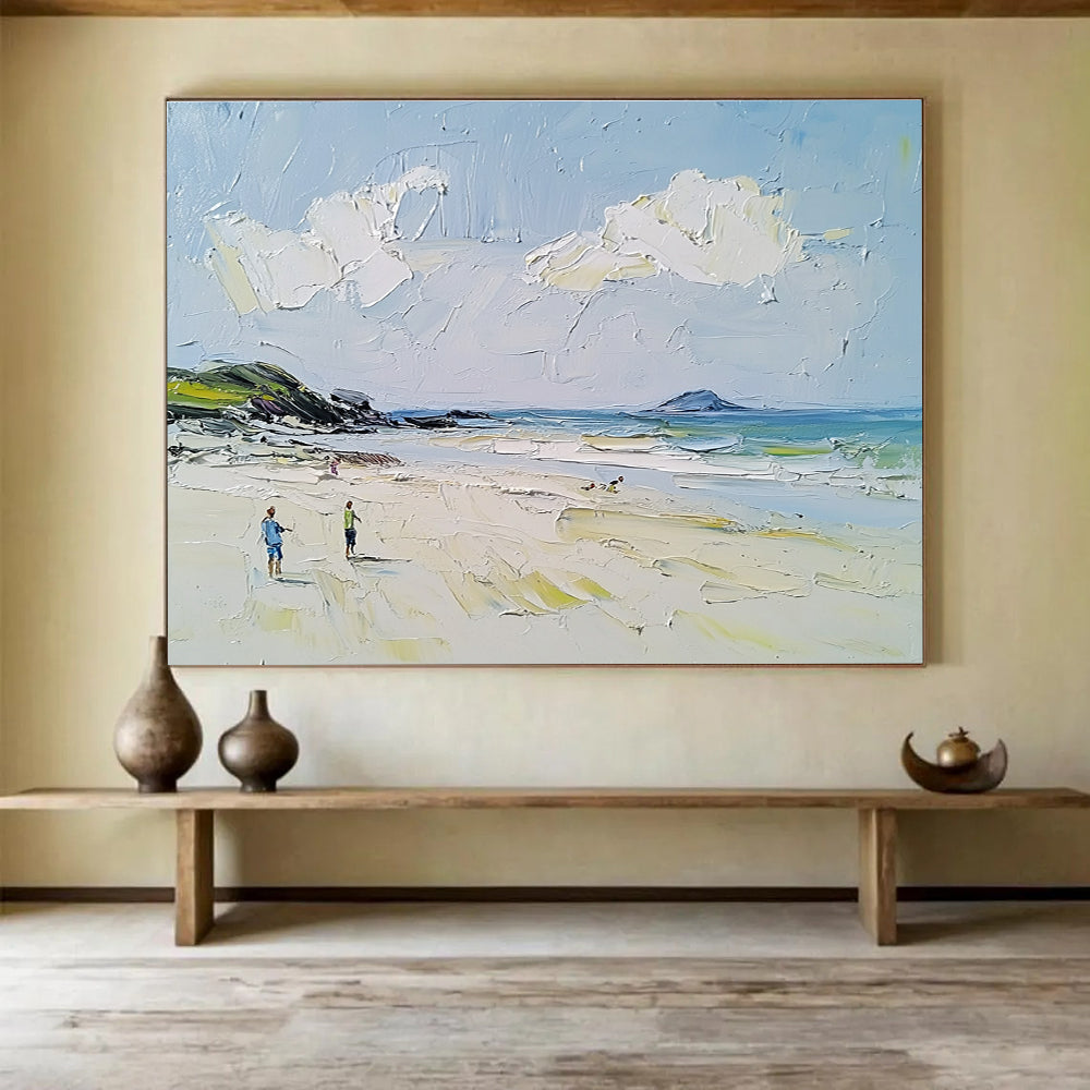 Beach Scene with Figures Abstract Painting with Casual Charm ABS596
